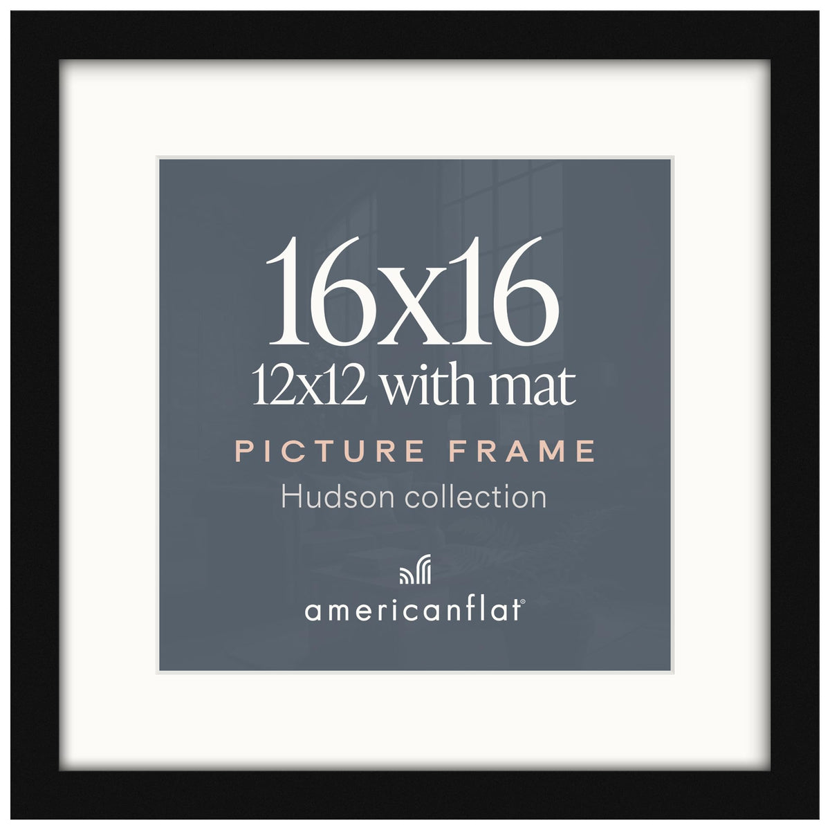 Americanflat 22x28 Poster Frame - Matted to 18x24 - Engineered Wood - Black