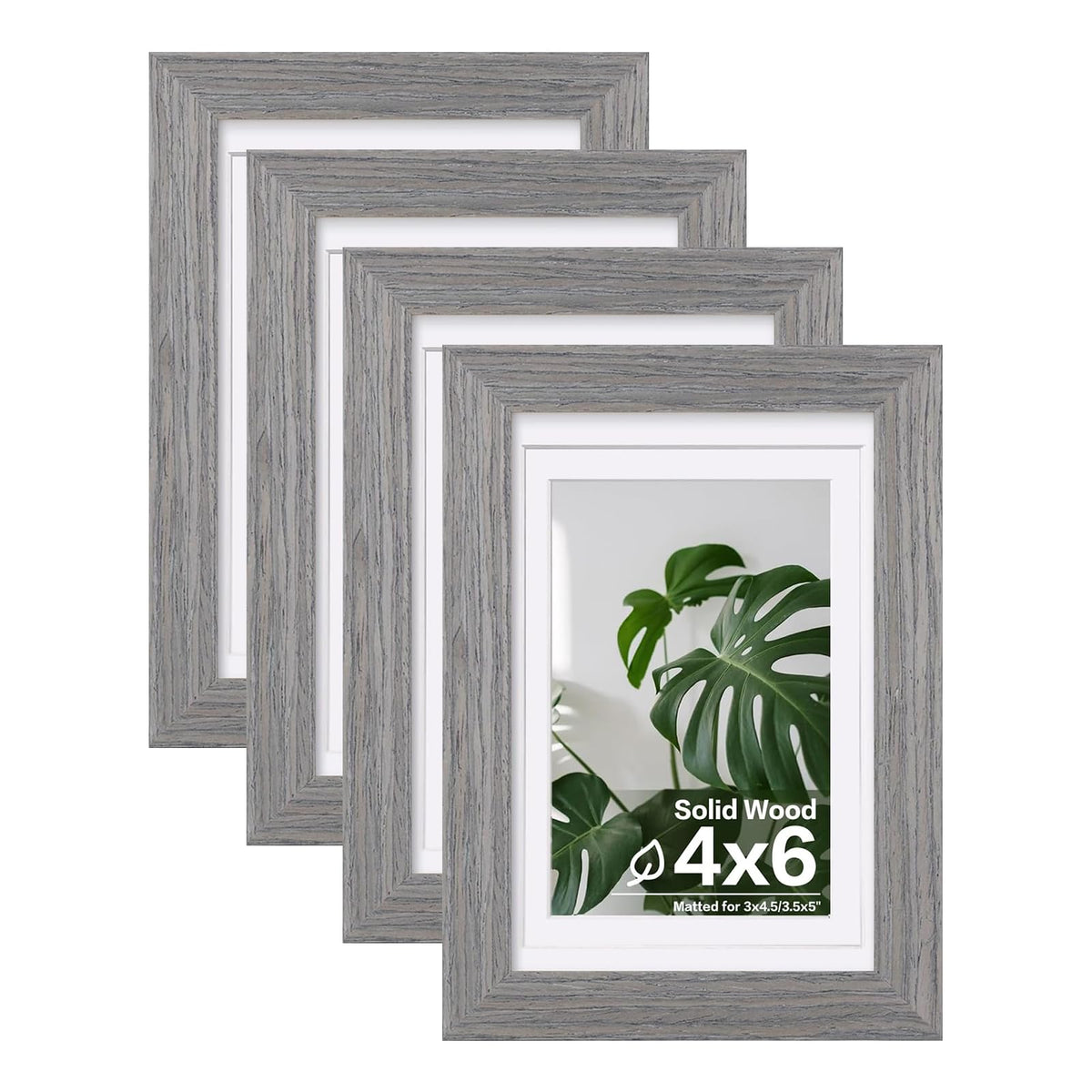 Egofine 8x10 Picture Frames Set of 4, Made of Solid Wood Covered by Plexiglass 4x6 and 5x7 with Mat or 8x10 without Mat, for Table Top Display and Wall Mounting Photo Frame White