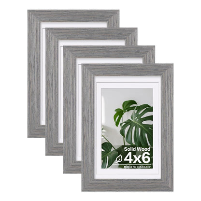 Egofine 8x10 Picture Frames Set of 4, Made of Solid Wood Covered by Plexiglass 4x6 and 5x7 with Mat or 8x10 without Mat, for Table Top Display and Wall Mounting Photo Frame White