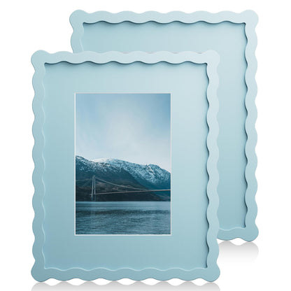 5x7 Wavy Picture Frame with 4x6 Mat, 5 x 7 Wood Frame, Real Glass
