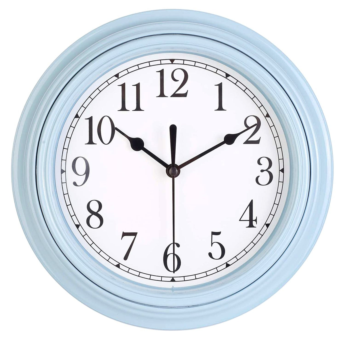 Topkey Silent Wall Clock Kitchen 9 Inch Retro Non-Ticking Decorative Bedroom Office Wall Clock - White