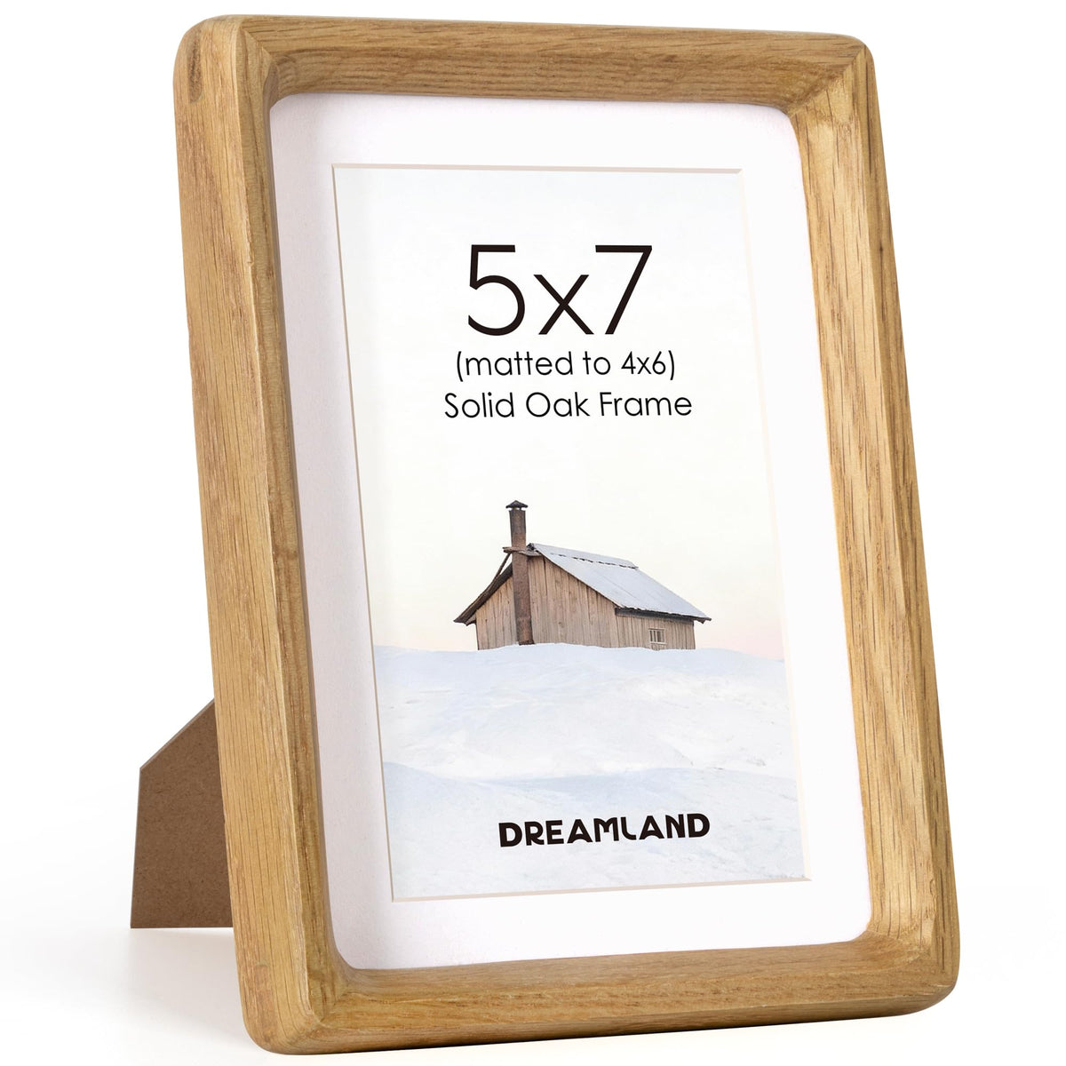 Dreamland 5x7 Picture Frame, USA-Sourced Oak Wood Photo Frames with HD Tempered Glass, 5 x 7 Wooden Frame Matted to 4 x 6, 5x7 Frames Handcrafted Rounded Corner for Tabletop or Wall Display