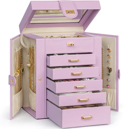 AKOZLIN 6-Tier Jewelry Box Organizer 5 Drawers Storage Black Regular