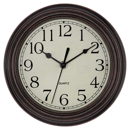Foxtop 12 Inch Retro Wall Clock Round Silent Battery Operated Clock, Bronze