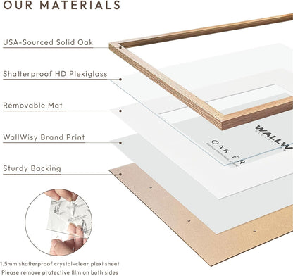 5x7 Picture Frame, Solid Oak Wood 5x7 Photo Frame with Mat to 4x6