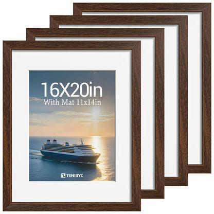 5x7 picture frame 4 Pack, 4x6 Mat, Black Wood, Glass, for Photo