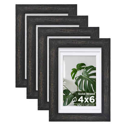 Egofine 8x10 Picture Frames Set of 4, Made of Solid Wood Covered by Plexiglass 4x6 and 5x7 with Mat or 8x10 without Mat, for Table Top Display and Wall Mounting Photo Frame White