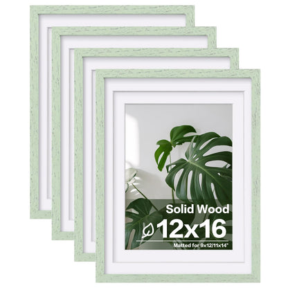 Egofine 8x10 Picture Frames Set of 4, Made of Solid Wood Covered by Plexiglass 4x6 and 5x7 with Mat or 8x10 without Mat, for Table Top Display and Wall Mounting Photo Frame White