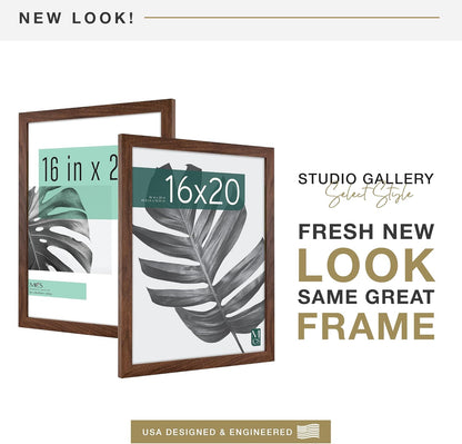 MCS Studio Gallery Poster Frame, 16x20, Walnut Woodgrain