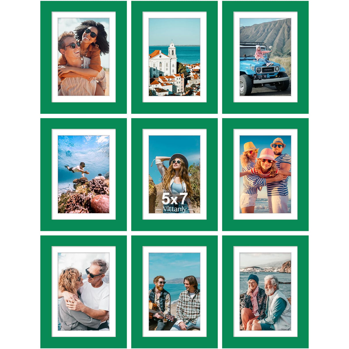Vittanly 8x10 Picture Frames Set of 9 for Wall or Tabletop Display, Black