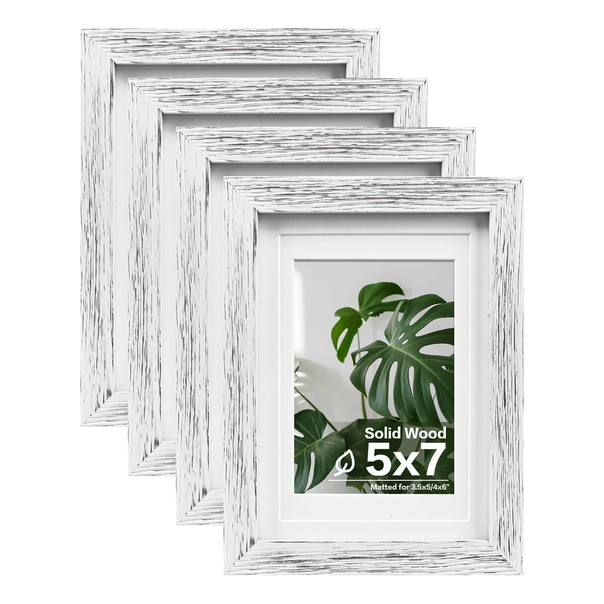 Egofine 8x10 Picture Frames Set of 4, Made of Solid Wood Covered by Plexiglass 4x6 and 5x7 with Mat or 8x10 without Mat, for Table Top Display and Wall Mounting Photo Frame White