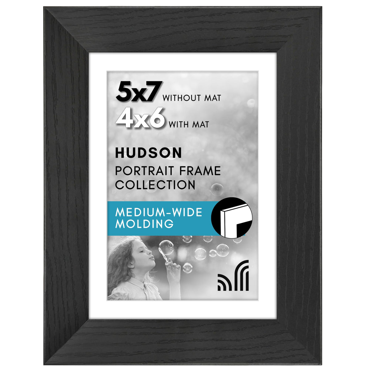 Americanflat 22x28 Poster Frame - Matted to 18x24 - Engineered Wood - Black