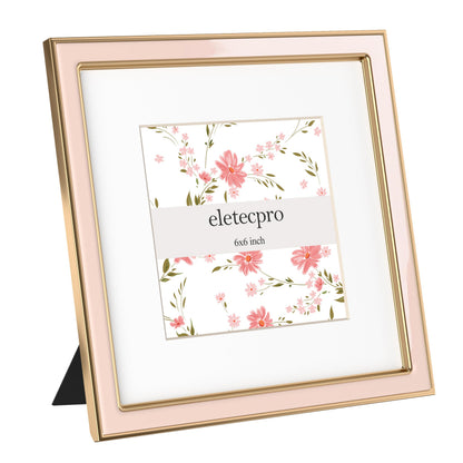 eletecpro 4x6 Enamel Picture Frame with Real Glass Cover, Pink, 1-Pack