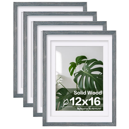 Egofine 8x10 Picture Frames Set of 4, Made of Solid Wood Covered by Plexiglass 4x6 and 5x7 with Mat or 8x10 without Mat, for Table Top Display and Wall Mounting Photo Frame White