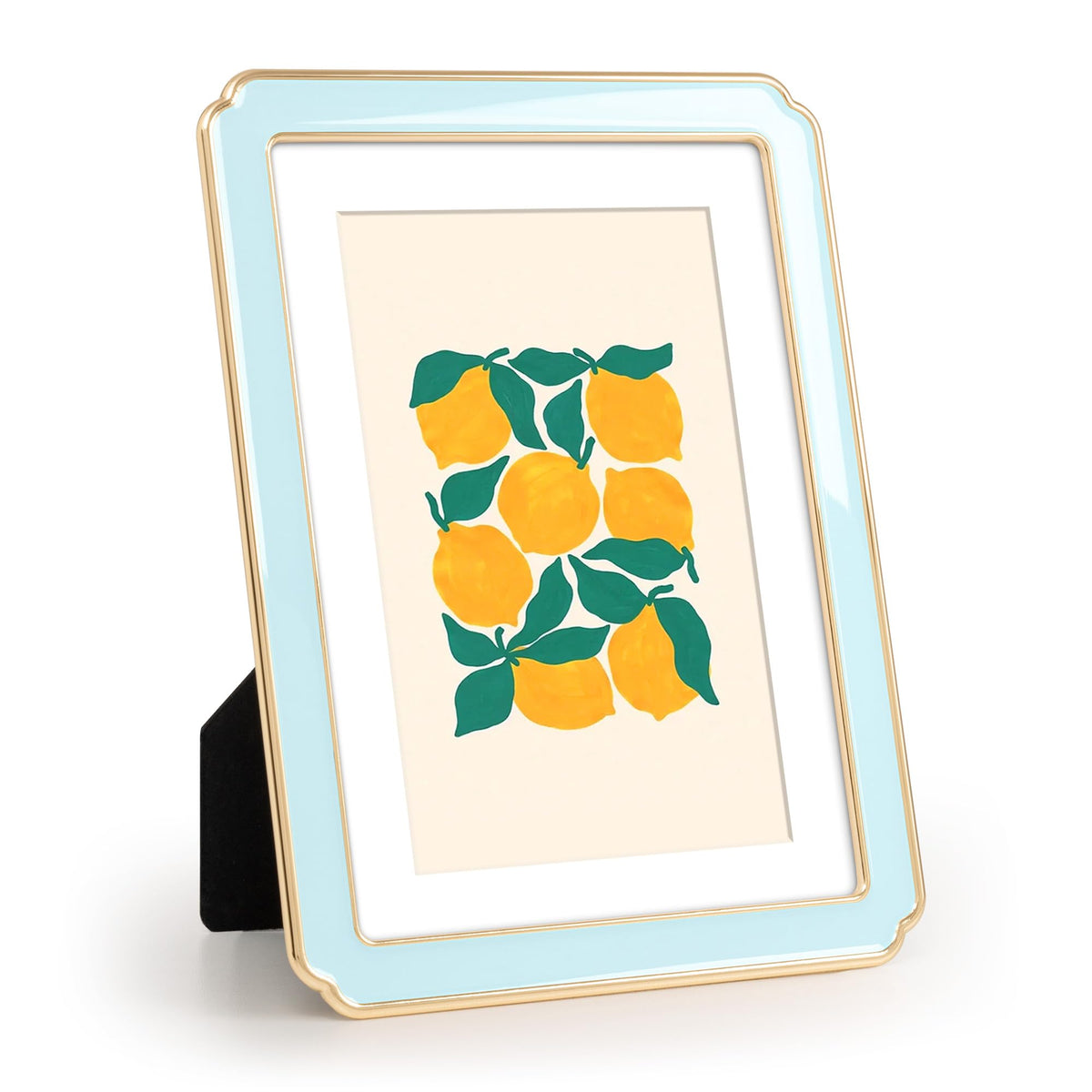 4x6 Enamel Picture Frame with HD-Tempered Glass, Display 3x5 Photo with Mat, Ornate Photo Frame with Gold Metal Edge & Velvet Back for Tabletop & Wall Mount Vertically or Horizontally Display, White