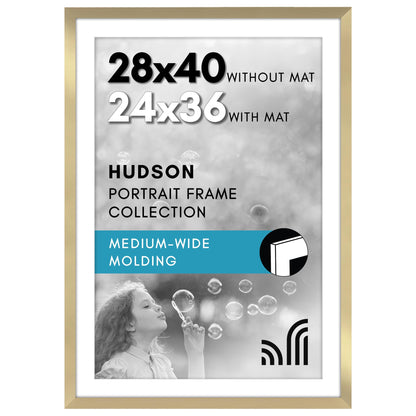 Americanflat 22x28 Poster Frame - Matted to 18x24 - Engineered Wood - Black