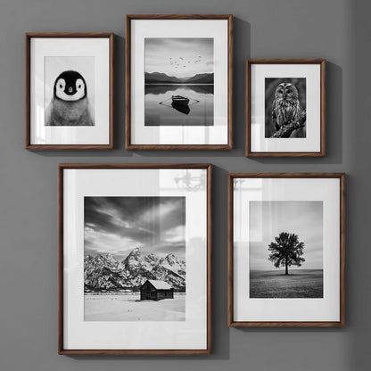 FLYJOE 11x14 Picture Frame, Solid Walnut Wood Frame with Mat for 8x10 Photo