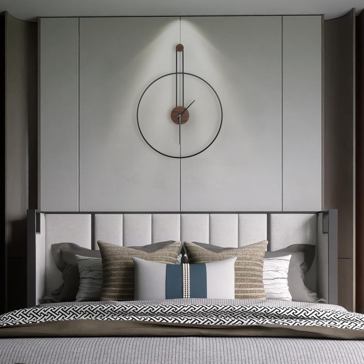 DRELIFAM Modern Wall Clock Large Wall Clocks with Walnut Dial Silent Non-Ticking for Living Room Home Decor Bedroom Kitchen Office