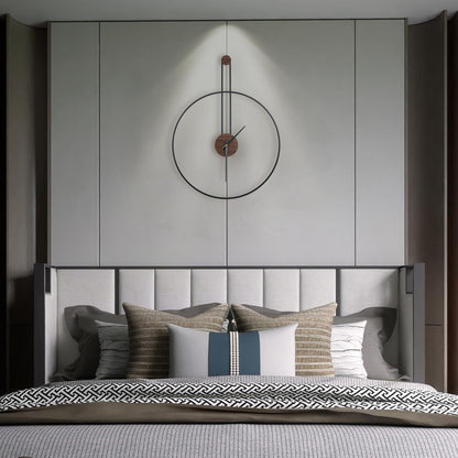 DRELIFAM Modern Wall Clock Large Wall Clocks with Walnut Dial Silent Non-Ticking for Living Room Home Decor Bedroom Kitchen Office