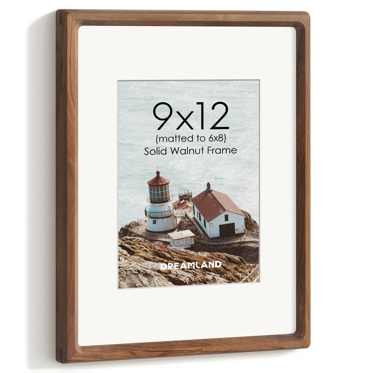 Dreamland 5x7 Picture Frame, USA-Sourced Oak Wood Photo Frames with HD Tempered Glass, 5 x 7 Wooden Frame Matted to 4 x 6, 5x7 Frames Handcrafted Rounded Corner for Tabletop or Wall Display