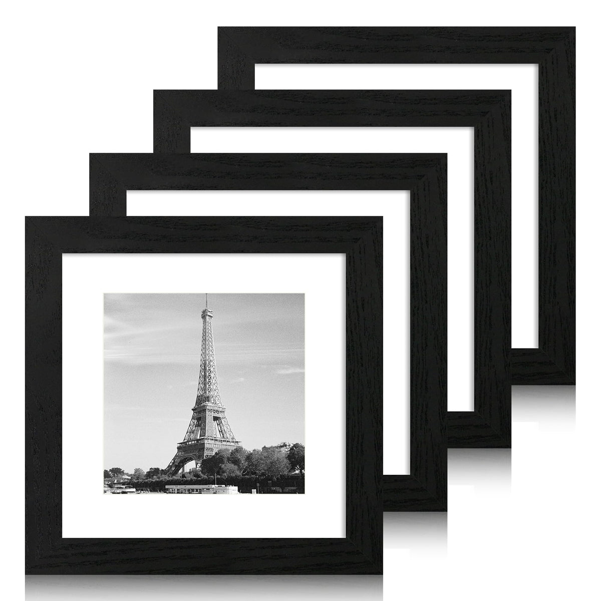 iRahmen 5x7 Picture Frame Set of 4, High Definition Real Glass Rustic Brown Frame, 5 x 7 Wood Photo Frames for Tabletop Display and Wall Mounting