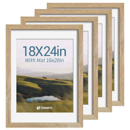 5x7 picture frame 4 Pack, 4x6 Mat, Black Wood, Glass, for Photo