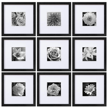 eletecpro Picture Frames Set of 9, 12x12 in, Acrylic Cover, Black
