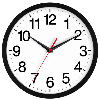 Rohioue Wall Clock Analog 10 Inch Black Battery Operated Silent Clock