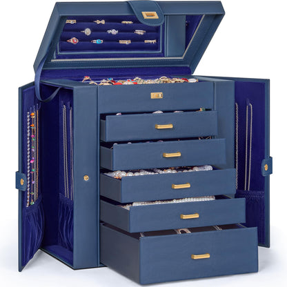 AKOZLIN 6-Tier Jewelry Box Organizer 5 Drawers Storage Black Regular