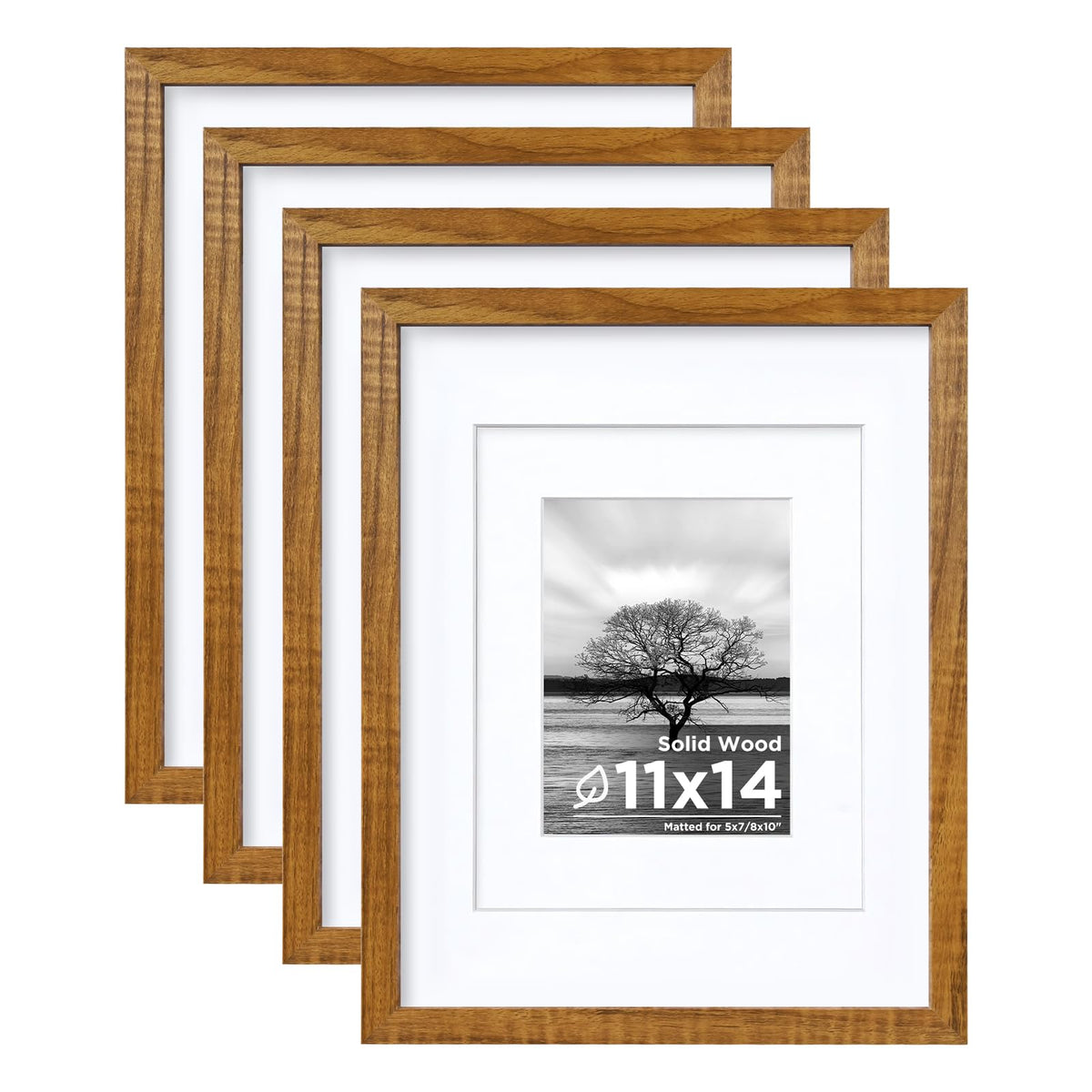 Egofine 8x10 Picture Frames Set of 4, Made of Solid Wood Covered by Plexiglass 4x6 and 5x7 with Mat or 8x10 without Mat, for Table Top Display and Wall Mounting Photo Frame White