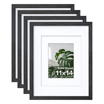Egofine 8x10 Picture Frames Set of 4, Made of Solid Wood Covered by Plexiglass 4x6 and 5x7 with Mat or 8x10 without Mat, for Table Top Display and Wall Mounting Photo Frame White