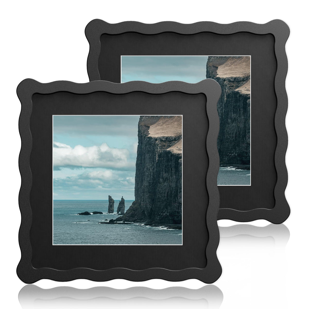 5x7 Wavy Picture Frame with 4x6 Mat, 5 x 7 Wood Frame, Real Glass