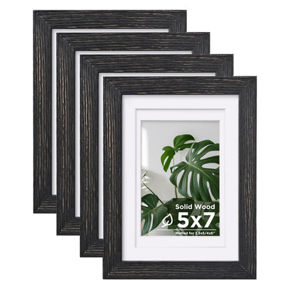 Egofine 8x10 Picture Frames Set of 4, Made of Solid Wood Covered by Plexiglass 4x6 and 5x7 with Mat or 8x10 without Mat, for Table Top Display and Wall Mounting Photo Frame White