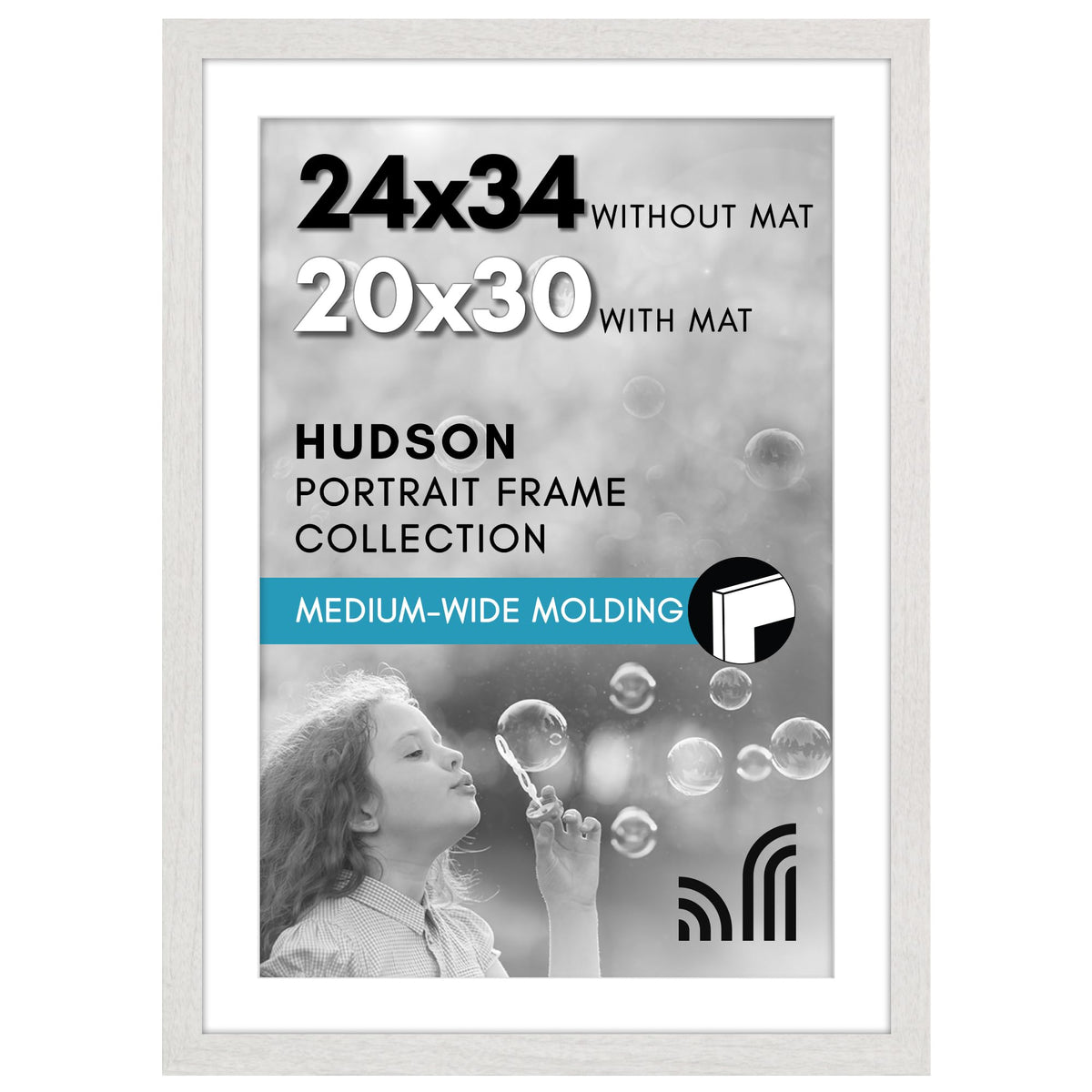 Americanflat 22x28 Poster Frame - Matted to 18x24 - Engineered Wood - Black