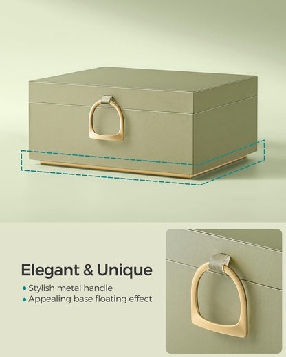 SONGMICS 2-Layer Jewelry Box with Handle, Removable Tray, Floating Effect