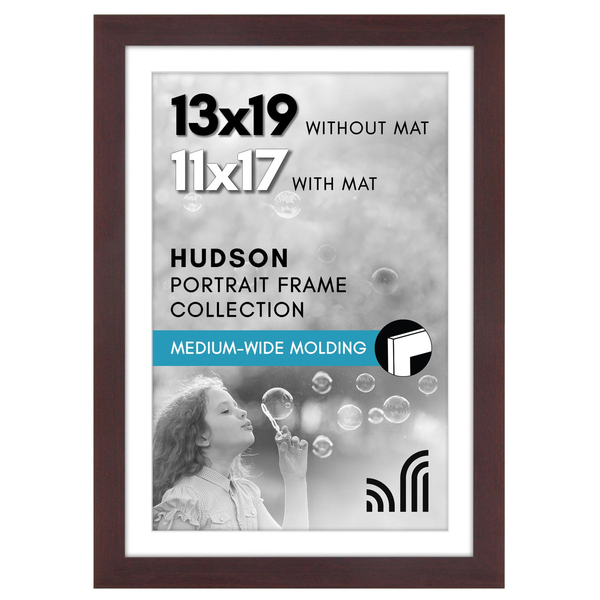 Americanflat 22x28 Poster Frame - Matted to 18x24 - Engineered Wood - Black