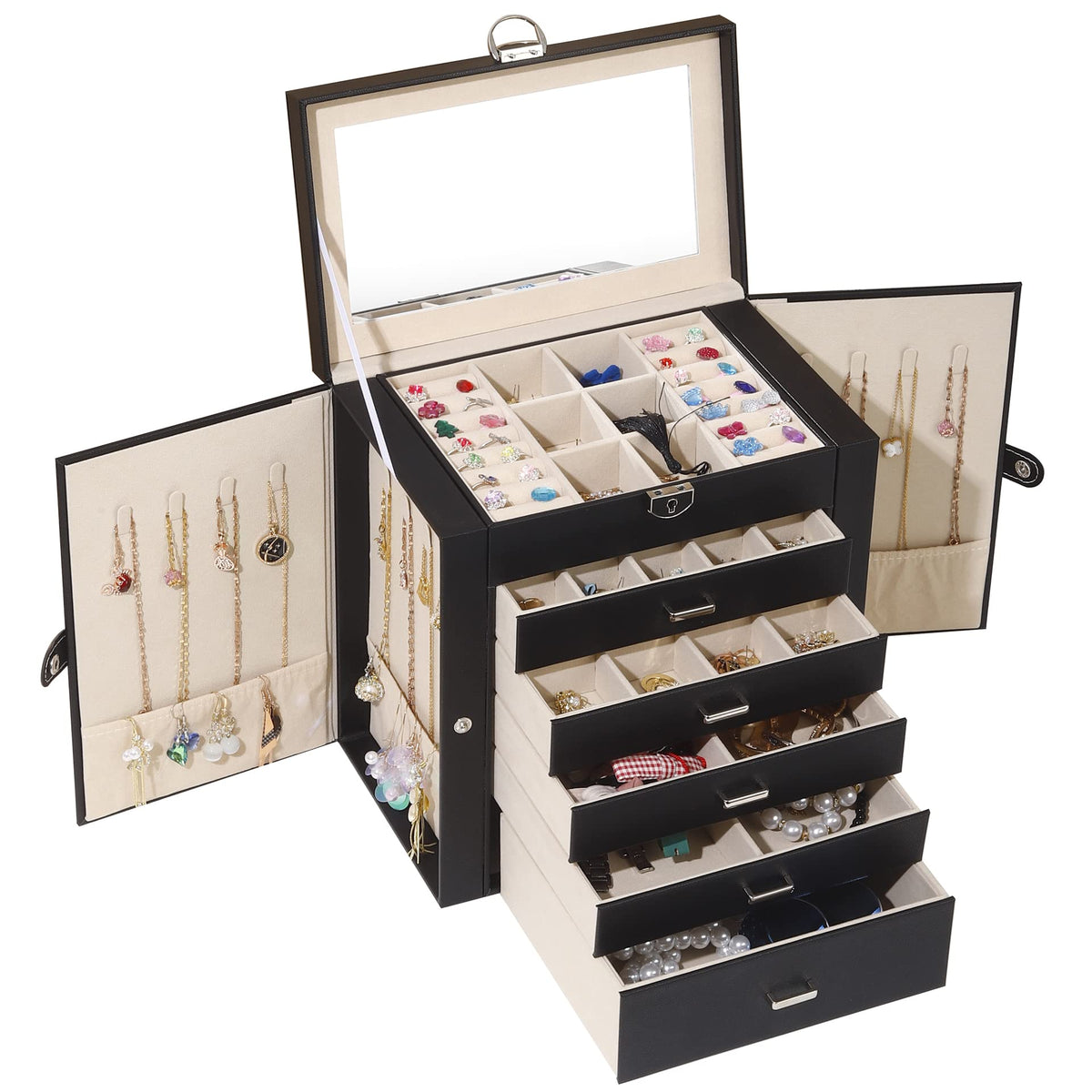 BOOVO Large Jewelry Box for Women 6 Layer