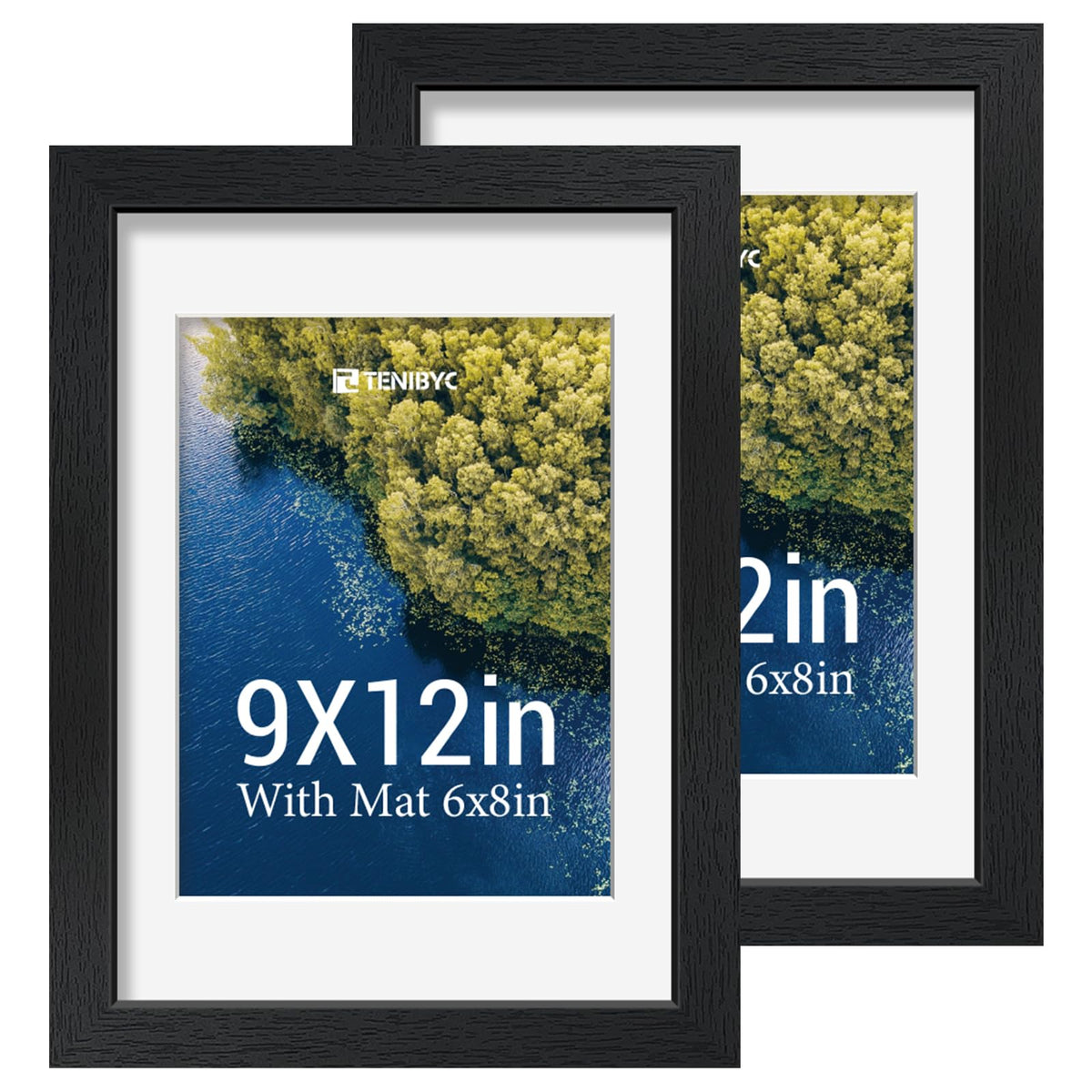 5x7 picture frame 4 Pack, 4x6 Mat, Black Wood, Glass, for Photo