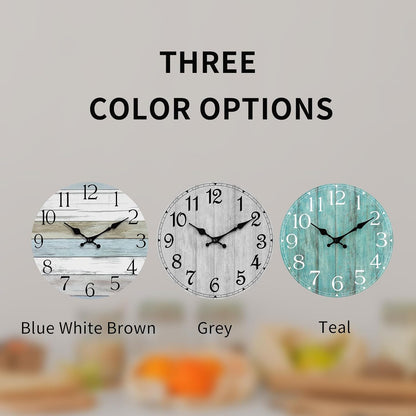 8 Inch Wall Clock, Silent Battery Operated Analog Clock, Blue