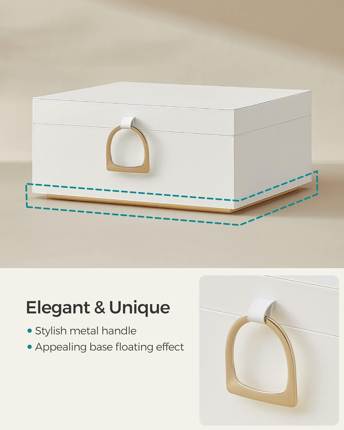 SONGMICS 2-Layer Jewelry Box with Handle, Removable Tray, Floating Effect