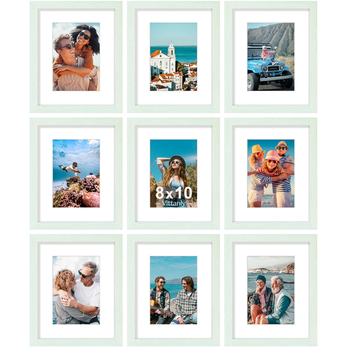 Vittanly 8x10 Picture Frames Set of 9 for Wall or Tabletop Display, Black