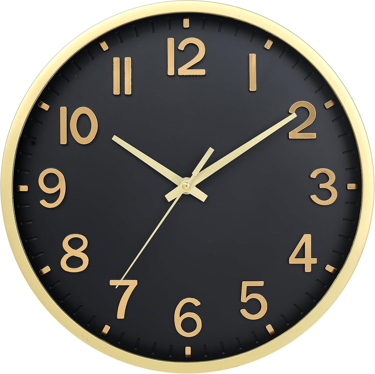 Wall Clocks Battery Operated 8 inch Modern Wall Clock,Silent Non Ticking Wall Clock for Living Room Bedroom Kitchen Office Classroom Decor (Black Gold)
