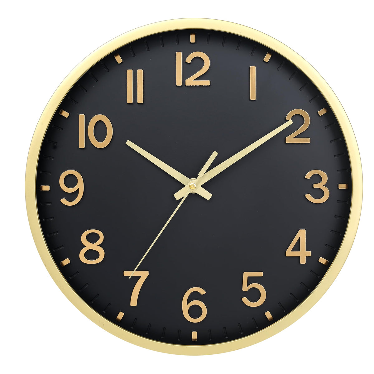 Wall Clocks Battery Operated 8 inch Modern Wall Clock,Silent Non Ticking Wall Clock for Living Room Bedroom Kitchen Office Classroom Decor (Black Gold)