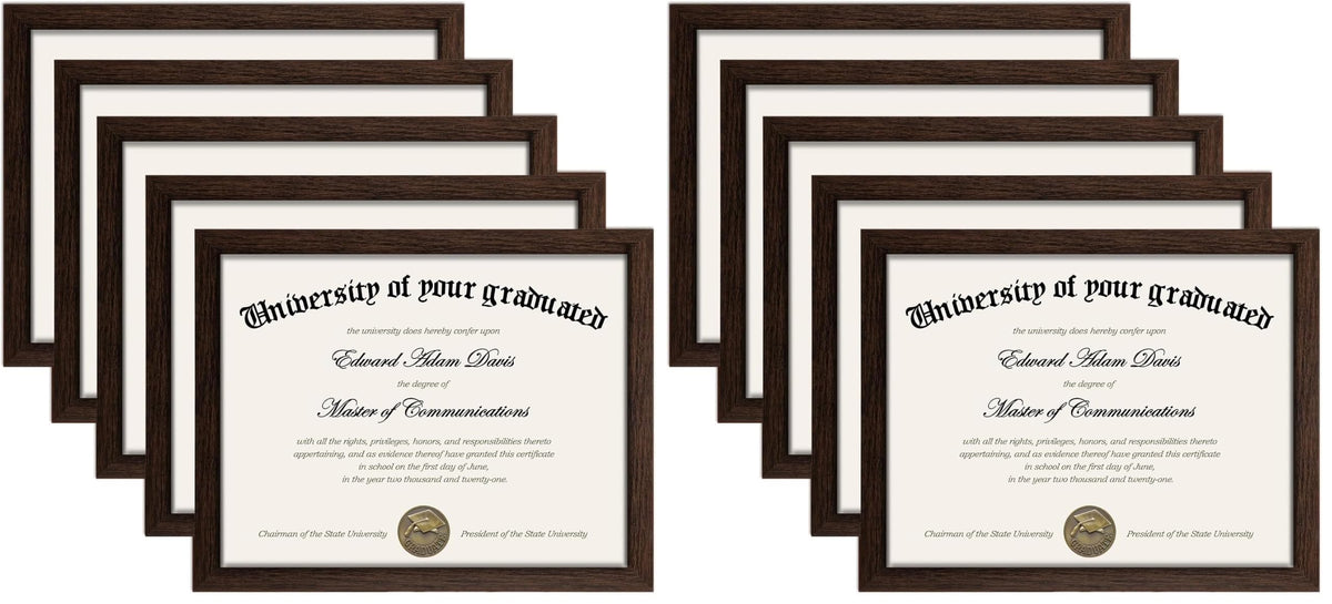 upsimples Certificate Frame, 8.5 by 11 Glass Diploma Frames, 5 Pack, Black