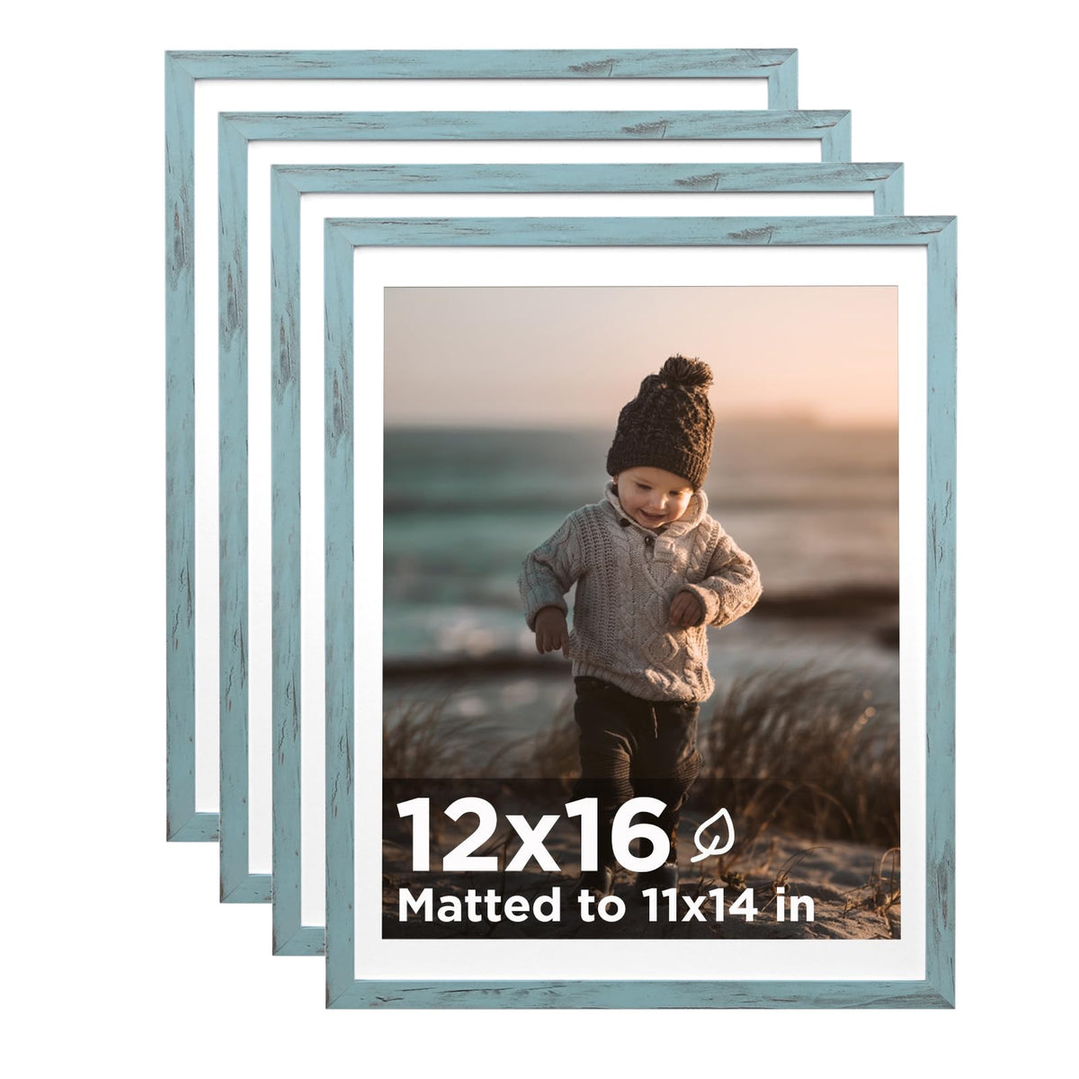 KINLINK 5x7 Picture Frame White Set of 4, Wooden Photo Frames Matted 4x6 with Plexiglass for 4x6 with Mat or 5x7 without Mat for Table and Wall Display