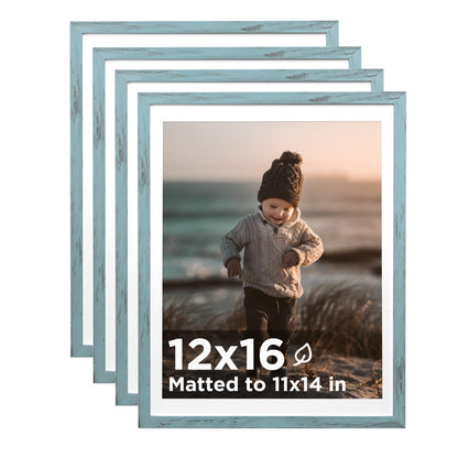 KINLINK 5x7 Picture Frame White Set of 4, Wooden Photo Frames Matted 4x6 with Plexiglass for 4x6 with Mat or 5x7 without Mat for Table and Wall Display
