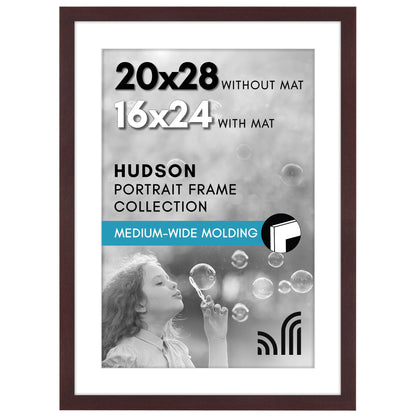 Americanflat 22x28 Poster Frame - Matted to 18x24 - Engineered Wood - Black