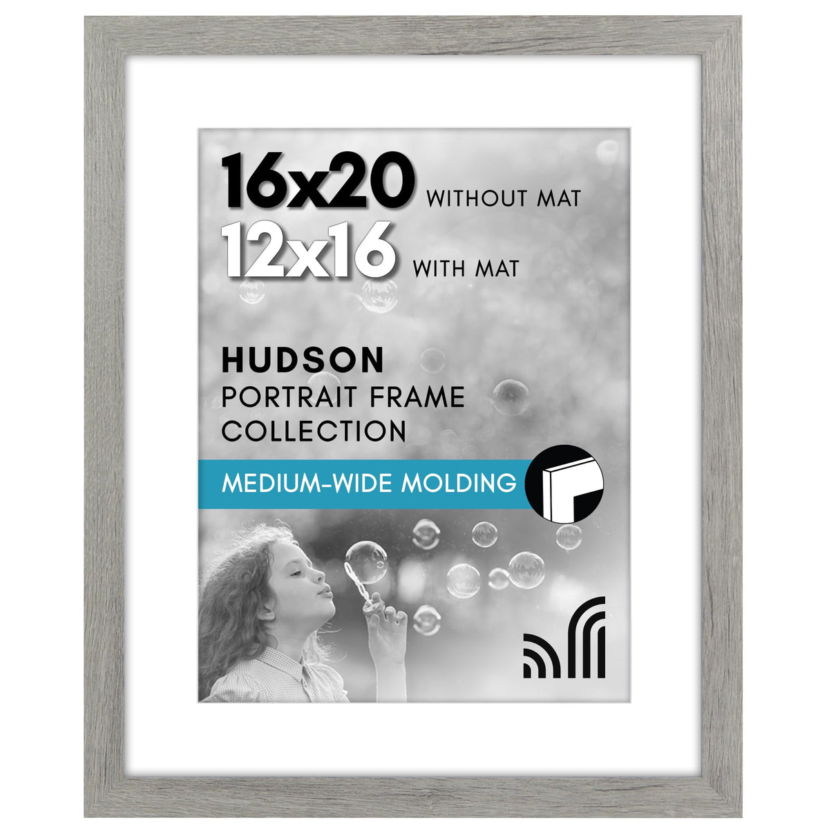 Americanflat 22x28 Poster Frame - Matted to 18x24 - Engineered Wood - Black