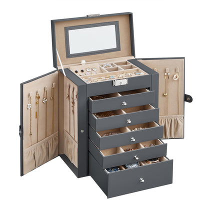 SONGMICS 5-Layer Jewelry Box Organizer with 4 Drawers, Lock and Mirror