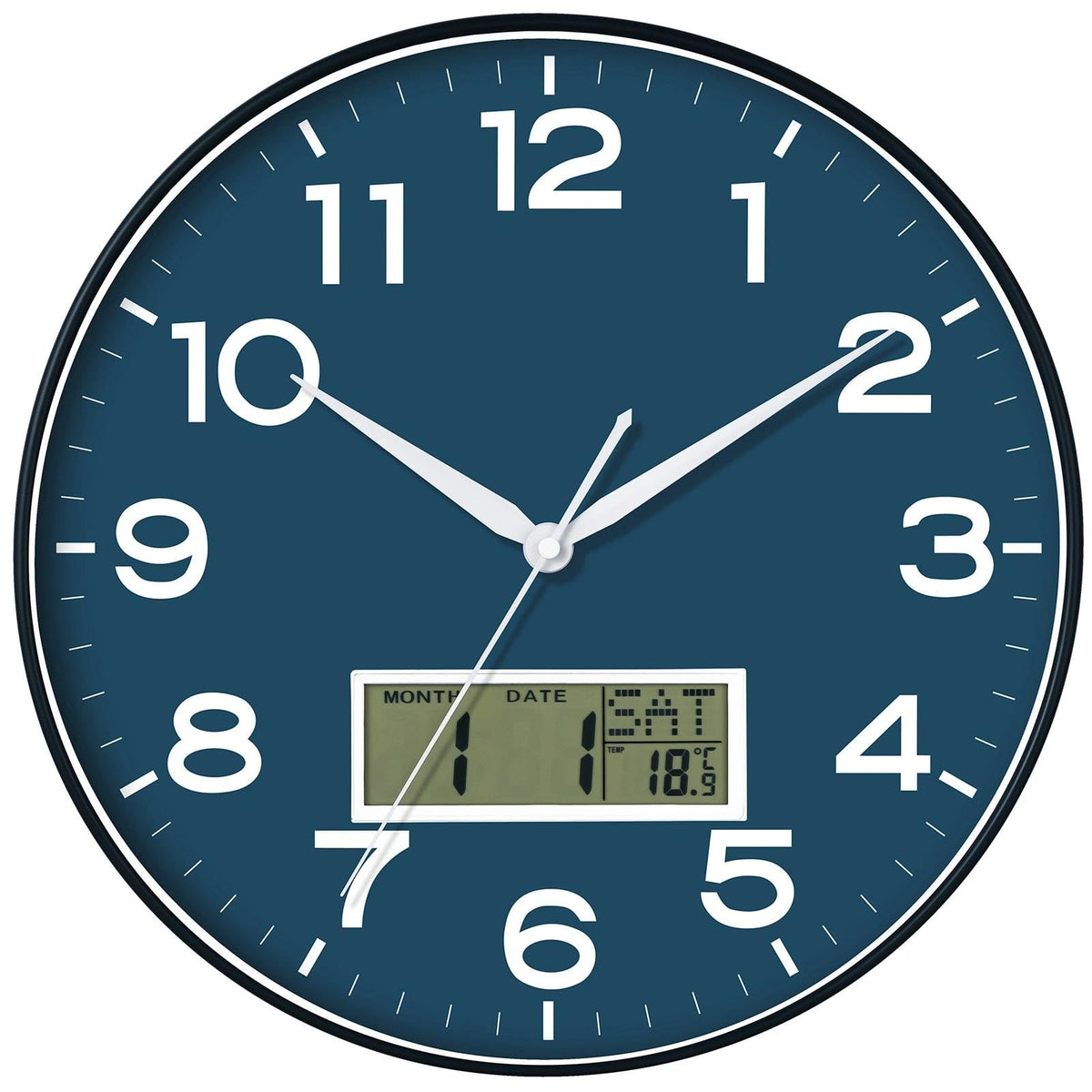 AKCISOT 8 Inch Wall Clock, Silent Battery Operated Analog Clock, Black